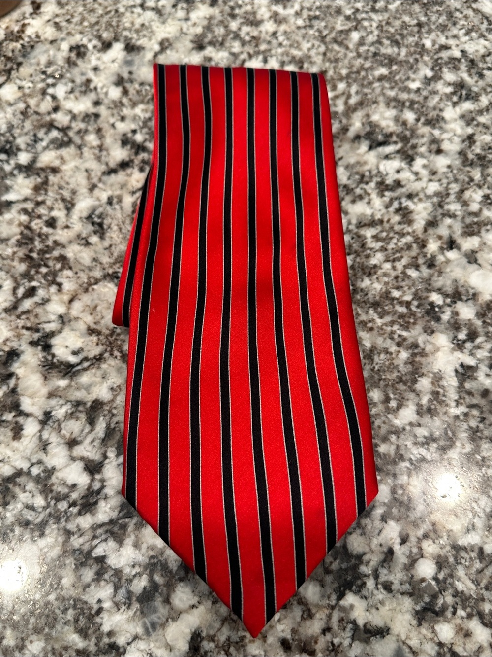 Enzo Brunatti Black Red Stripe Striped Tie Silk EUC